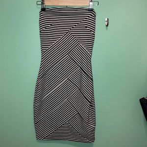 Pencil dress black and white strapless